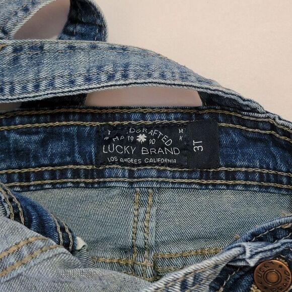 Lucky Brand Girls Shortalls Short Overalls Distressed Size 3T - Picture 5 of 7